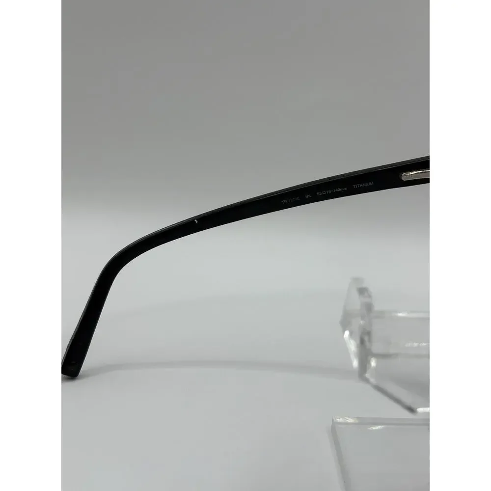 Tru Trussardi TR12716 Black Rectangular Sunglasses Titanium 53-19